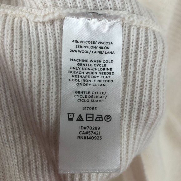 LOFT Women's Plus Size 16/18 Cream Cowl Neck Wool Blend Knit Tunic Sweater - Picture 6 of 6